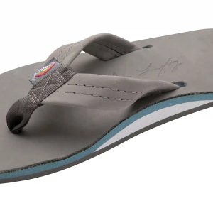 Signature Series -  Women's Single Layer Premier Grey Leather Lt. Blue Midsole 1 Wide Strap