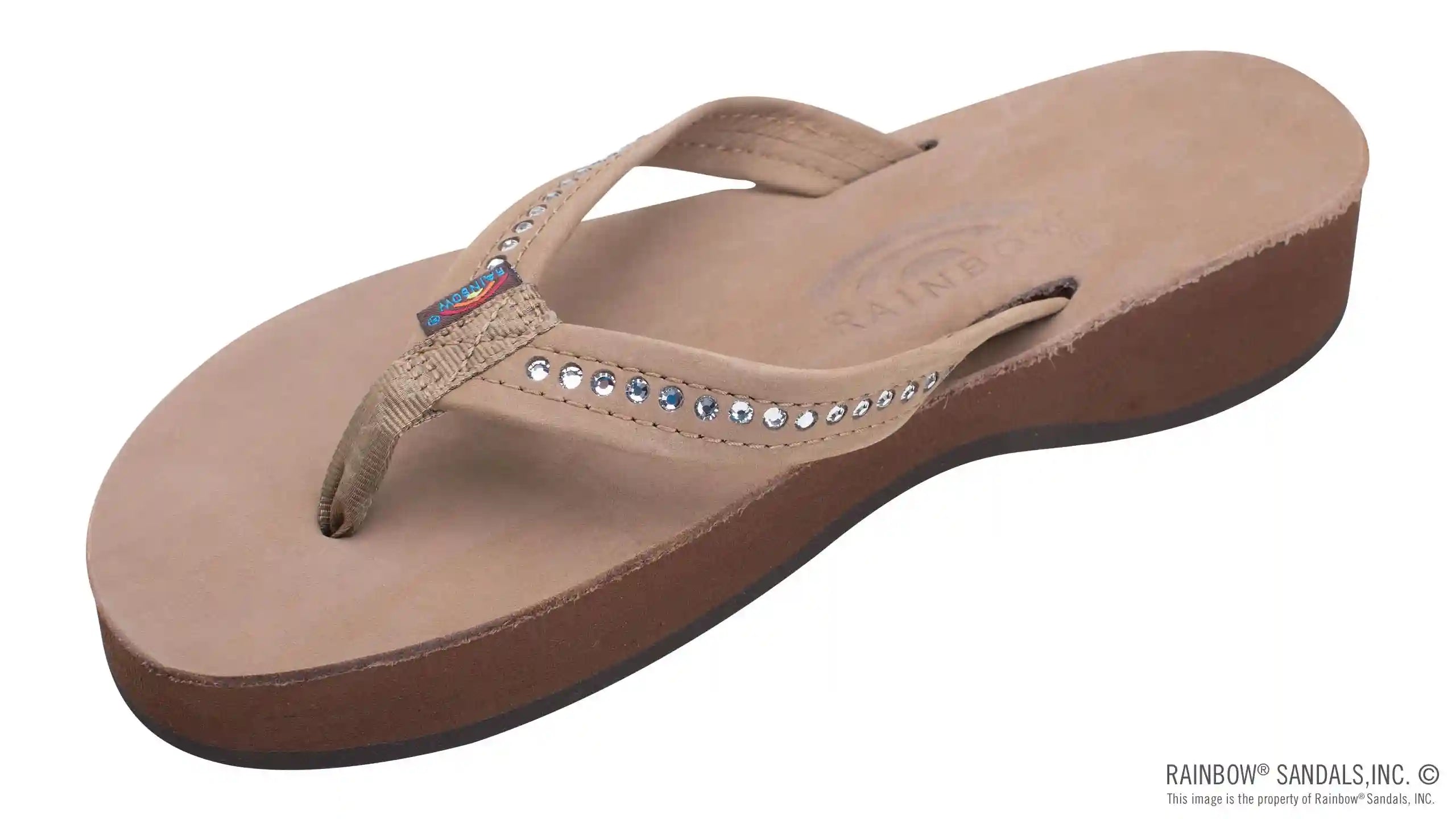 Four Layer Leather Wedge - 3/4 Strap with Crystals