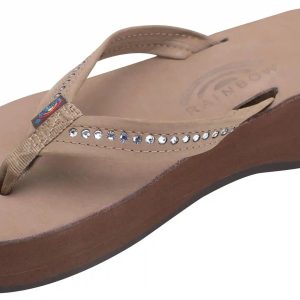 Six Layer Leather Wedge - 3/4 Strap with Crystals