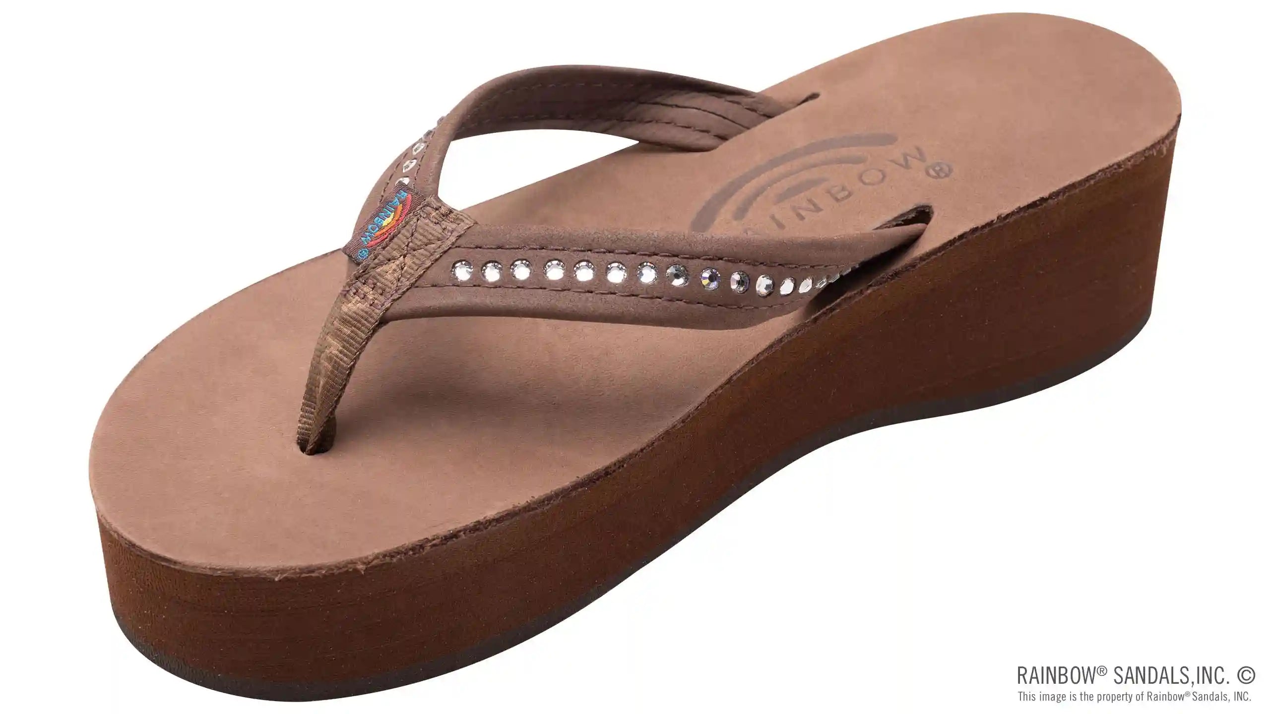 Six Layer Leather Wedge - 3/4 Strap with Crystals - Image 6