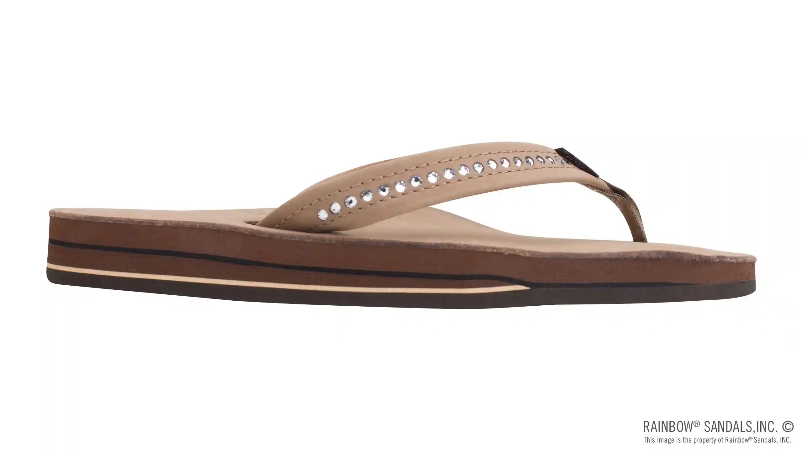 Crystal Collection - Double Layer Arch Support Leather 3/4 Medium Strap w/ Crystals - Image 4
