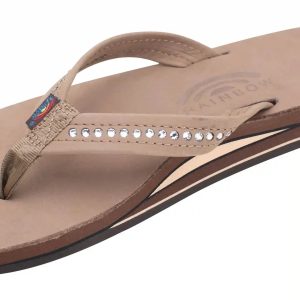 Crystal Collection - Double Layer Arch Support Leather 3/4 Medium Strap w/ Crystals