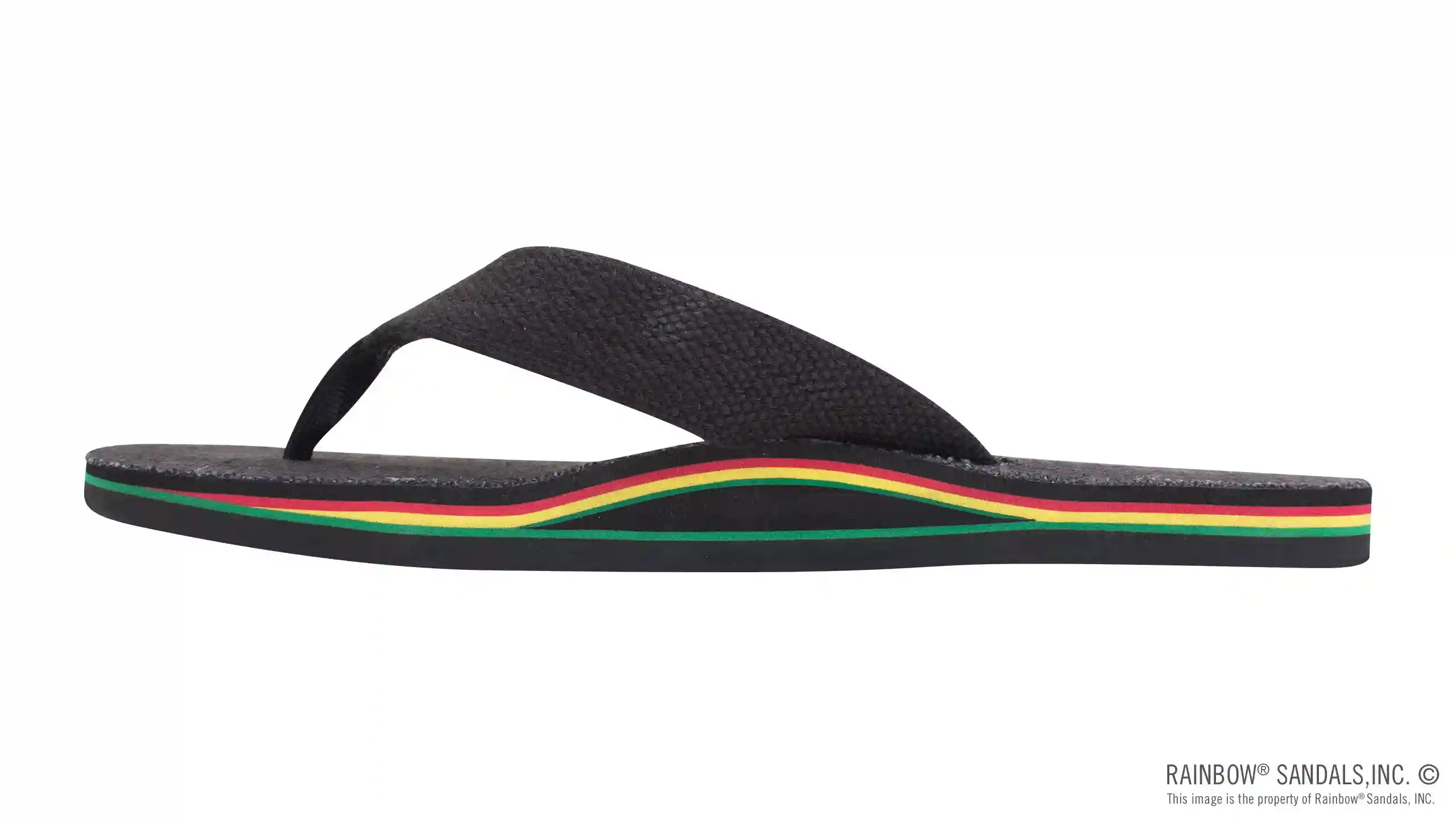 The Rastafarian - Single Layer Black Hemp with Rasta Mid Sole and 1 Strap - Image 2