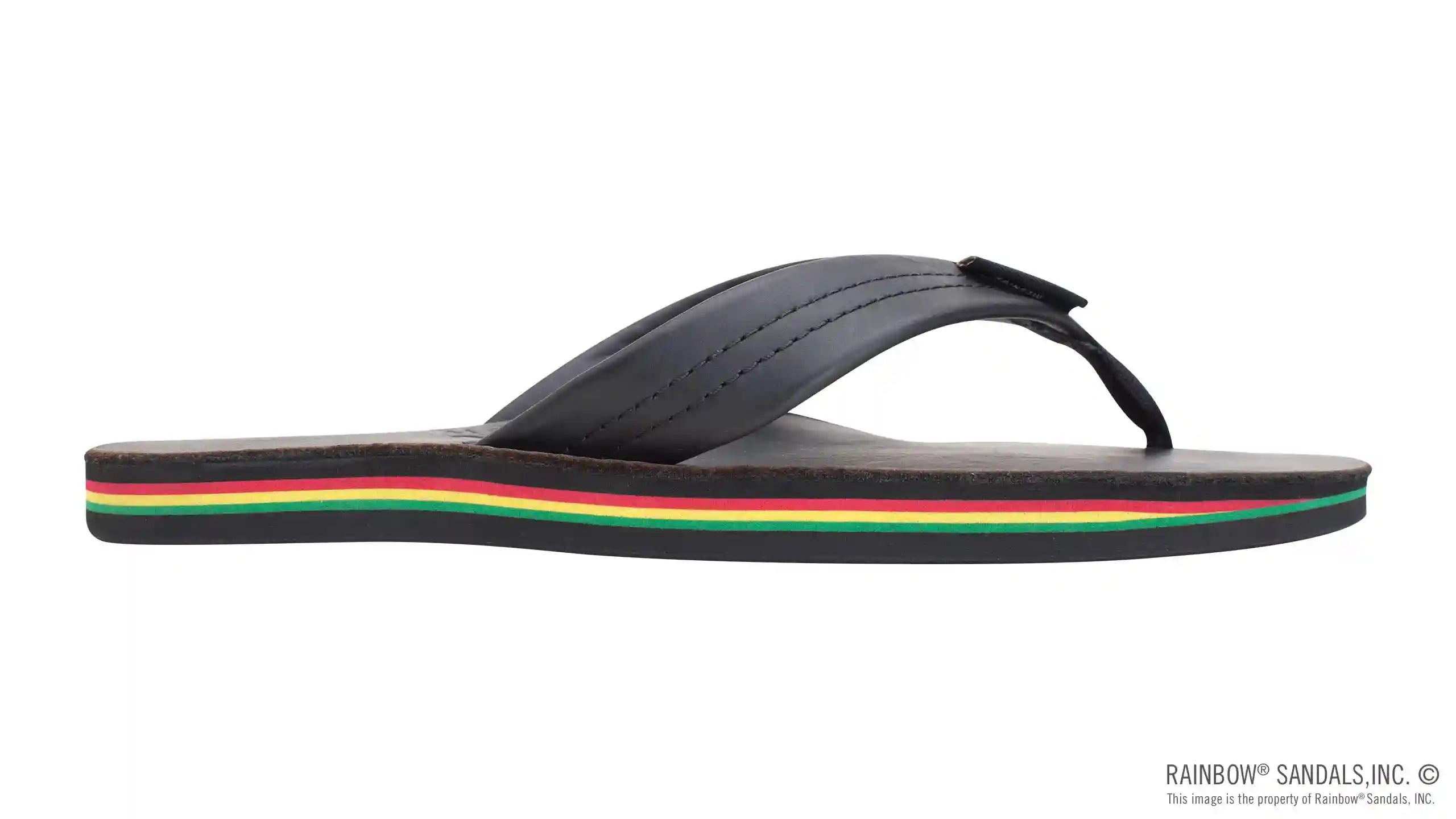 The Rastafarian - Single Layer Classic Black Leather with Rasta Mid Sole and 1 Strap - Image 4